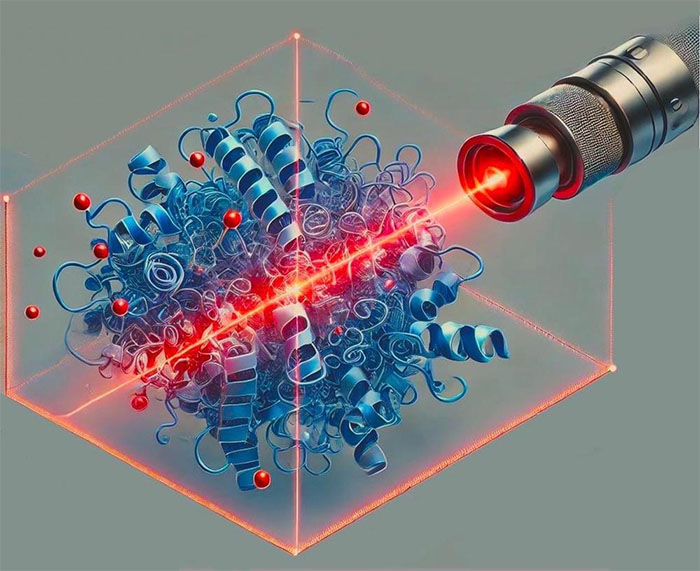 An optical laser can be used to align complex biomolecules for single-molecule imaging