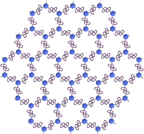 Illustration of 2D mechanically interlocked polymer