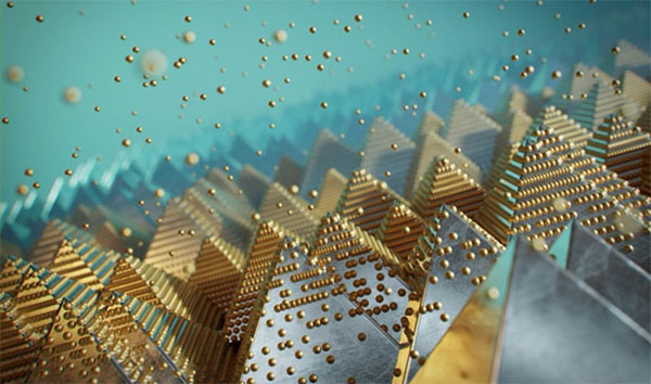 An illustration of quantum dots as they are deposited on a textured surface