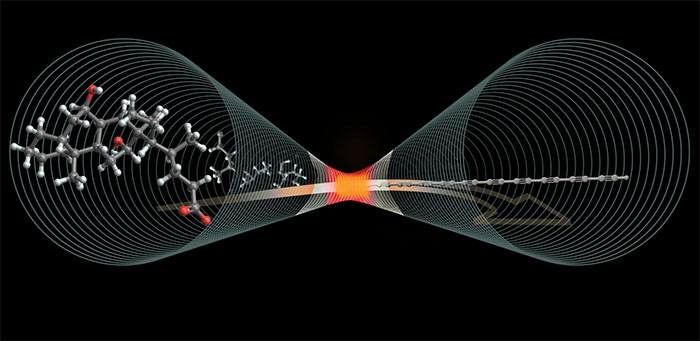 The image shows how special molecules break down when heated inside a tiny carbon tube, forming a perfectly straight chain of carbon atoms known as carbyne