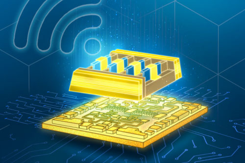 An artistic image of a futuristic semiconductor device