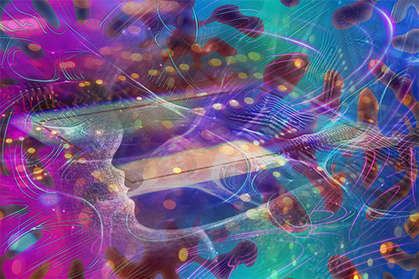This image shows an artist’s interpretation of new optical processor for an edge device