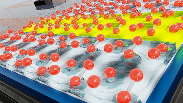 Silicon atoms on a silicon surface organize in pairs that can assume two different positions like a seesaw