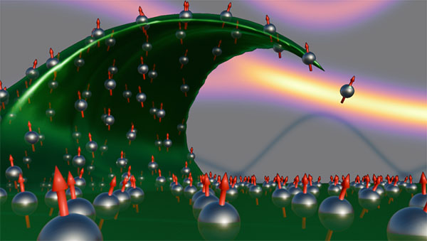 Artistic depiction of a spin wave