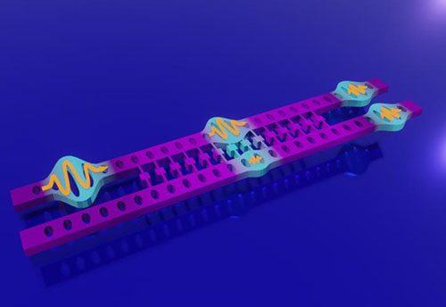 Artistic impression of an integrated directional coupler for single phonons
