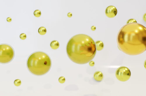 Artist’s illustration of a Au-Cl layer getting ‘punctured’ on a nanoparticle surface