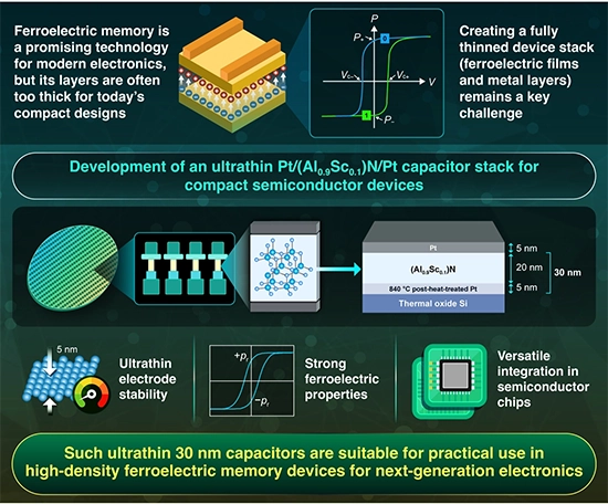 ultrathin ferroelectric capacitor demonstrates strong electric polarization
