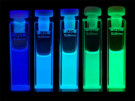 Perovskite nanocrystal solutions with different blue-green emission colors