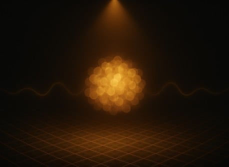 The image shows an AI-generated interpretation of the wave properties of matter