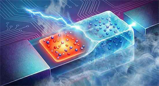 Illustration of an experiment involving instantaneous melting and freezing in a memory electronic device
