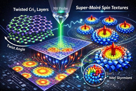 Super-moire spin textures