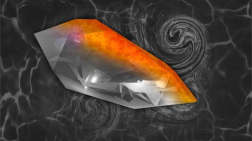 A quartz crystal subjected to a temperature gradient, leading to the generation of orbital angular momentum in the surrounding electron environment