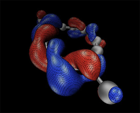 Dyson orbital for electron attachment, calculated using quantum hardware.  
