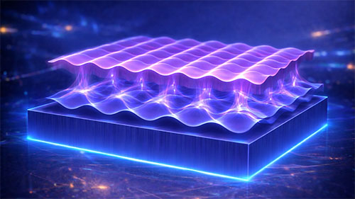 researchers sculpted pattern of tiny hills and valleys on the substrate (MgO, at the bottom) guides how the atoms in the superconducting material (YBCO, on top) settle.
