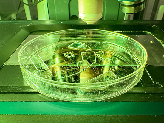 Transparent acrylic samples with engineered nanotextured surfaces