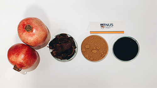 From fresh pomegranates and discarded peels to powdered peels and the final nanobiochar