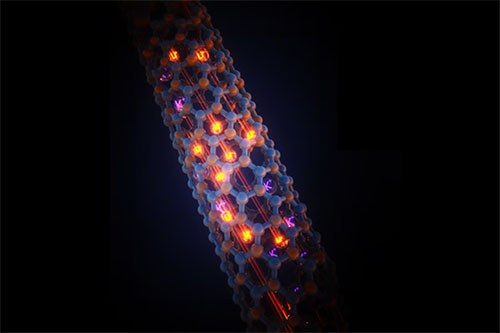 artistic rendering of a boron nitride nanotube