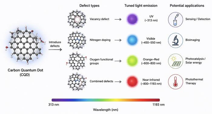 Defect engineering tunes the light-emission behavior of carbon quantum dots
