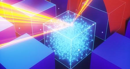 a chip that uses a patterned beam of light to modify the optical properties of a meta-material. A second beam can then pass through the material and get deflected according to the first beam's projected pattern
