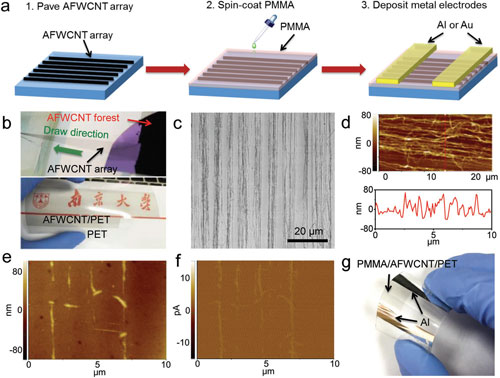 Fabrication process and morphology of flexion-sensitive E-skins based on PMMA/AFWCNT composite