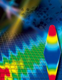 Microscope image of vibrating nano-particles