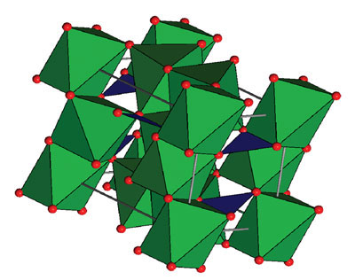 A representation of the mineral kotoite's crystal structure