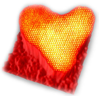 Valentine card, made of palladium atoms