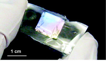 The piezoelectric ribbons covering this minuscule rubber chip have the capacity to harness energy generated from body motions