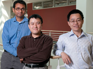 Graduate student Aaswath Raman, Associate Professor Shanhui Fan, and post doctoral fellow Zongfu Yu