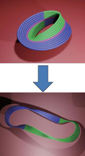 A Möbius strip cut along its centerline, yields a Kirigami-Ring