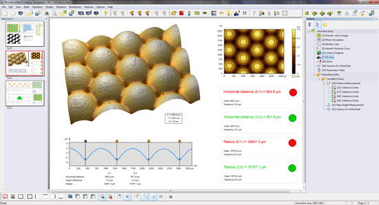 MountainsMap 6's desktop publishing environment makes it easy to create visual surface metrology reports on measured surfaces and regions of interest