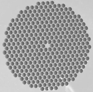 A scanning-electron micrographs of a photonic-crystal fiber