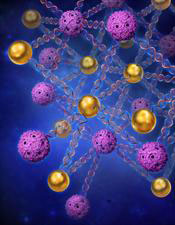 Crystal lattice with gold nanoparticles
