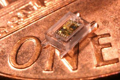 Designed for use in an implantable eye-pressure monitor, University of Michigan researchers developed what is believed to be the first complete millimeter-scale computing system.