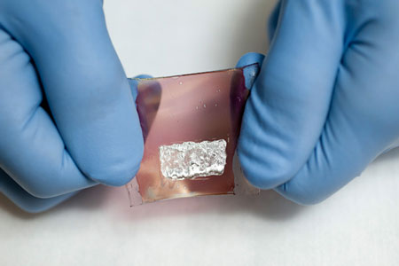 The foundation for the artificial skin is a flexible organic transistor, made with flexible polymers and carbon-based materials