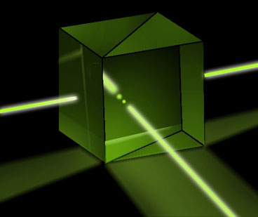 A beam splitter is a device that bifurcates a beam of light
