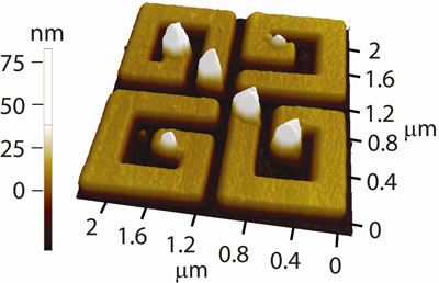 Surface plasmon patterns can be imprinted on metallic nanostructures for subsequent high resolution imaging with standard surface probe techniques.