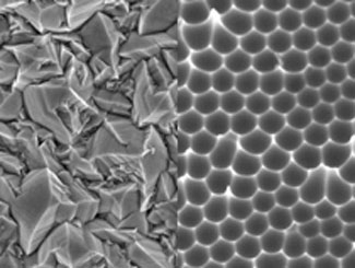Layers of zinc oxide seen through an electron microscope
