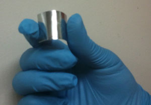 A flexible silver film produced by evaporation of a solvent from silver nanoparticle ink