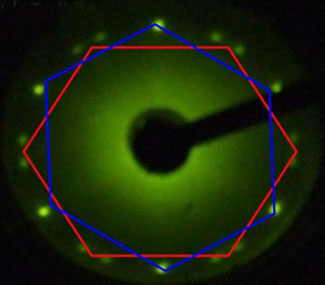 Electron diffraction pattern for a four-monolayer-thick film of lead epitaxially grown on germanium