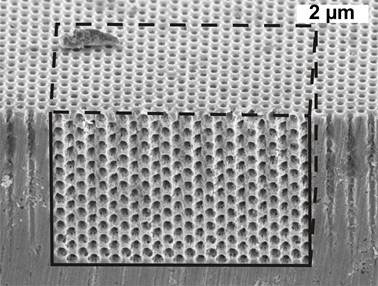 electron microscope image of a 3D structure in silicon