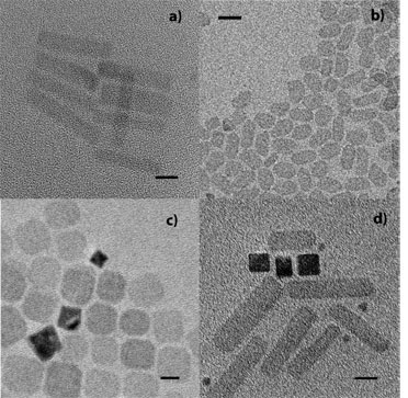 Transmission electron microscope images of CdSe colloidal nanoplatelets