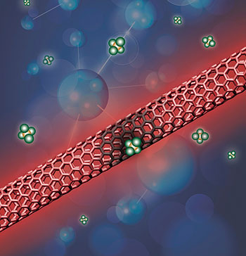 Artist's concept of nanotubes on the liquid surface