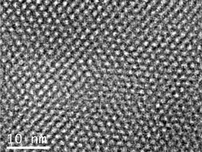 Filtered transmission electron microscopy image of a bundle of two-dimensional polymers