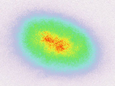 This false color image shows the average density of cesium atoms