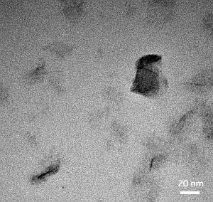 A transmission electron micrograph of an organic nanosheet