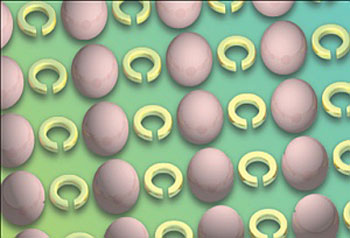 An array of metamolecules comprising silicon spheres and copper split-rings