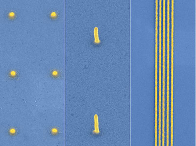 dots, small towers, lines and other structures on a nanoscale