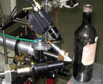 Authentication of the glass in a wine bottle by ion beam