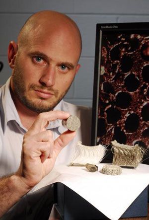 Georgia Tech Research Institute research engineer Jason Nadler has developed a new microchanneled material that reduces aircraft engine noise by wearing it down through a process called viscous shear